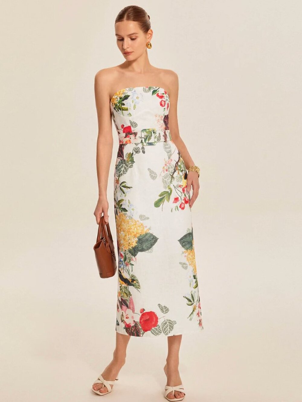 Gorgeous Strapless Belted Floral Print Dress- NEW w/ Tags!